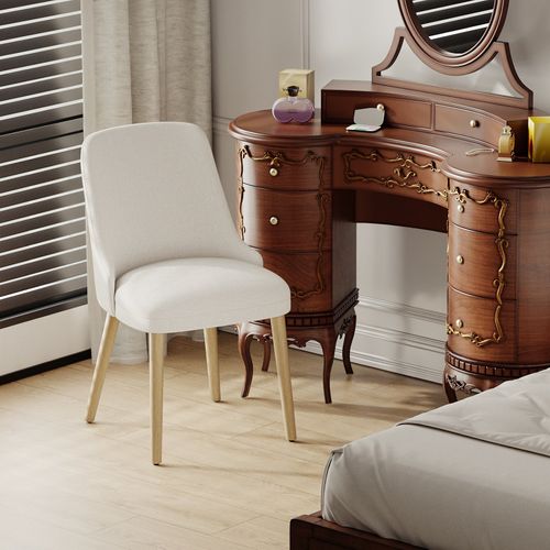 Lot De 2 Chaises Salle à Manger Dossier Haut, Style Vintage Chic, Assise Confortable, Beige