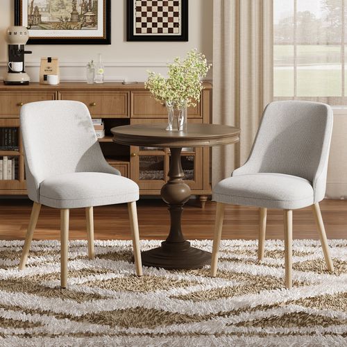 Lot De 2 Chaises Salle à Manger Dossier Haut, Style Vintage Chic, Assise Confortable, Gris Clair