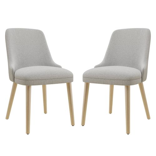 Lot De 2 Chaises Salle à Manger Dossier Haut, Style Vintage Chic, Assise Confortable, Gris Clair