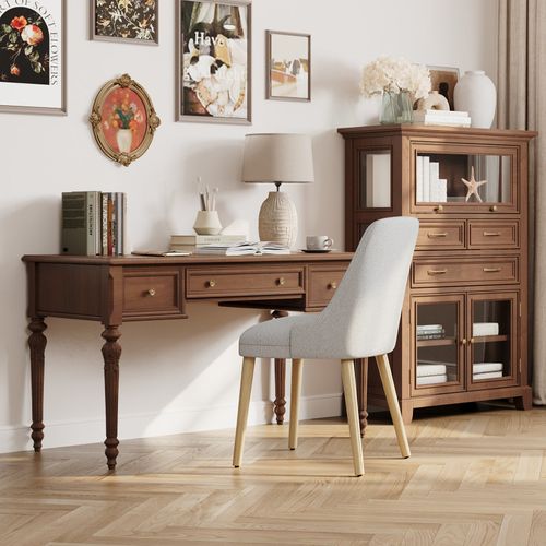 Lot De 2 Chaises Salle à Manger Dossier Haut, Style Vintage Chic, Assise Confortable, Gris Clair