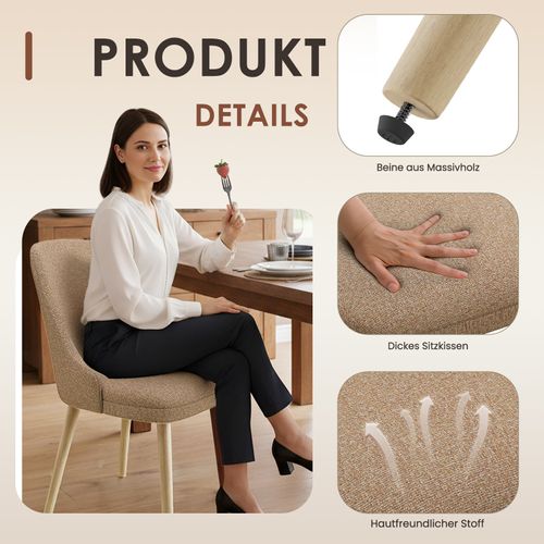 Lot De 2 Chaises Salle à Manger Dossier Haut, Style Vintage Chic, Assise Confortable, Marron