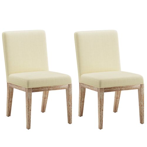 Lot De 2 Chaises Salle à Manger Design Rétro Élégant, Dossier Haut, Bois Robuste, Beige