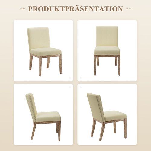 Lot De 2 Chaises Salle à Manger Design Rétro Élégant, Dossier Haut, Bois Robuste, Beige