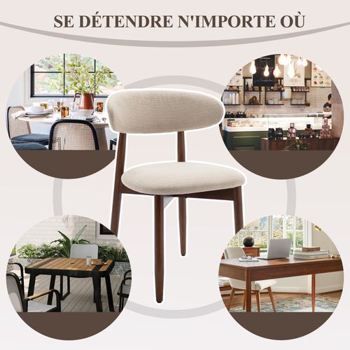 Lot De 2 Chaises De Salle à Manger, Assise En Mousse Haute Densité, Dossier Ergonomique, Beige