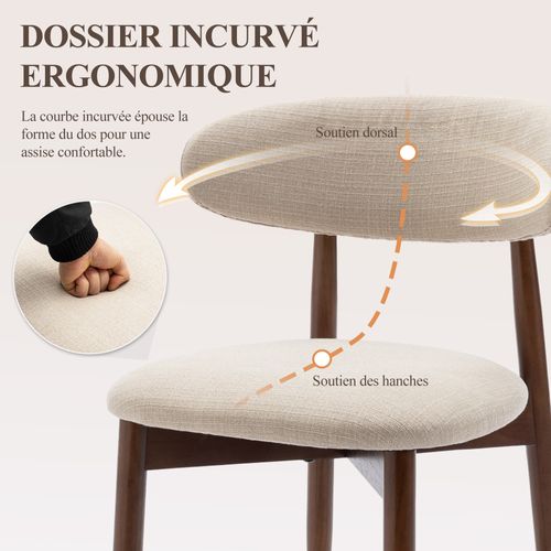 Lot De 2 Chaises De Salle à Manger, Assise En Mousse Haute Densité, Dossier Ergonomique, Beige