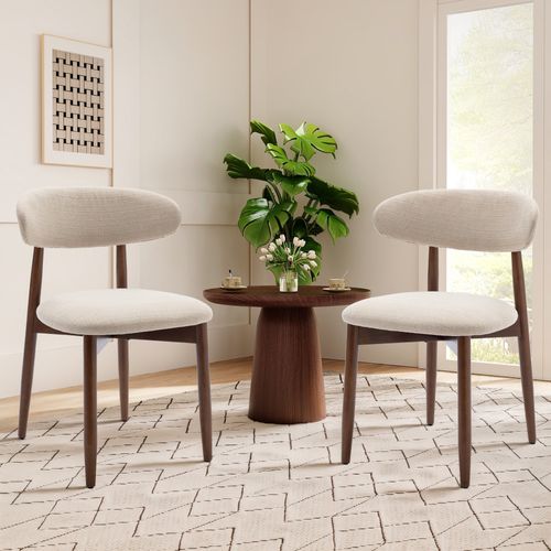 Lot De 2 Chaises De Salle à Manger, Assise En Mousse Haute Densité, Dossier Ergonomique, Beige
