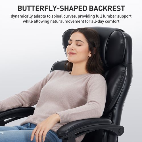 Chaise De Bureau Avec Massage 6 Points Et Chauffage Lombaire 3 Niveaux, Inclinaison 94-125°, Noir