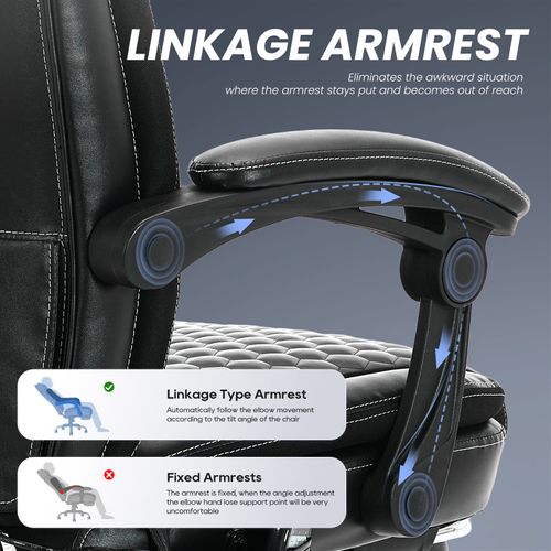 Chaise De Bureau Ergonomique, Massage 6 Points Et Chauffage Lombaire 3 Niveaux, Noir