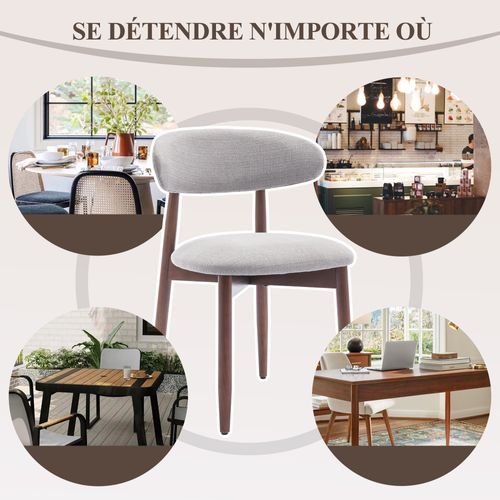 Lot De 2 Chaises De Salle à Manger, Assise En Mousse Haute Densité, Dossier Ergonomique, Gris