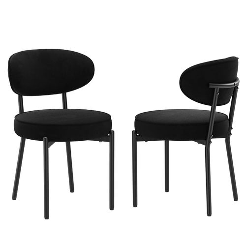 Lot De 2 Chaises De Salle à Manger Modernes, Pieds Métal Robustes Et Assise Ultra-confortable, Noir