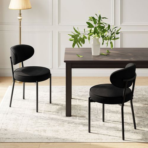 Lot De 2 Chaises De Salle à Manger Modernes, Pieds Métal Robustes Et Assise Ultra-confortable, Noir