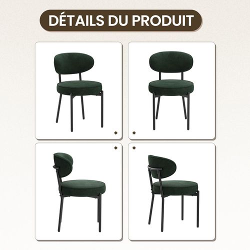 Lot De 2 Chaises De Salle à Manger Modernes, Pieds Métal Robustes Et Assise Ultra-confortable, Vert