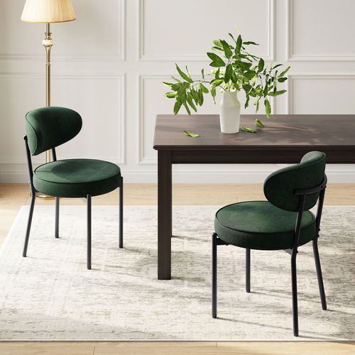Lot De 2 Chaises De Salle à Manger Modernes, Pieds Métal Robustes Et Assise Ultra-confortable, Vert