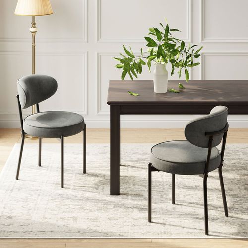 Lot De 2 Chaises De Salle à Manger Modernes, Pieds Métal Robustes Et Assise Ultra-confortable, Gris
