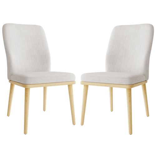 Lot De 2 Chaises De Salle à Manger, Chaises En Tissu Rembourré, Pieds En Bois Massif, Gris