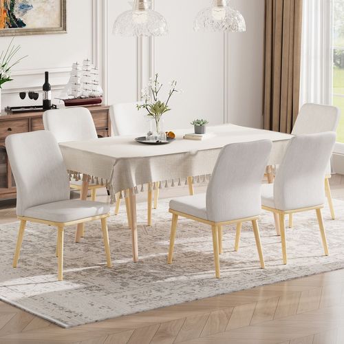 Lot De 2 Chaises De Salle à Manger, Chaises En Tissu Rembourré, Pieds En Bois Massif, Gris