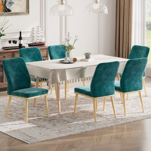 Lot De 2 Chaises De Salle à Manger, Chaises En Tissu Rembourré, Pieds En Bois Massif, Vert