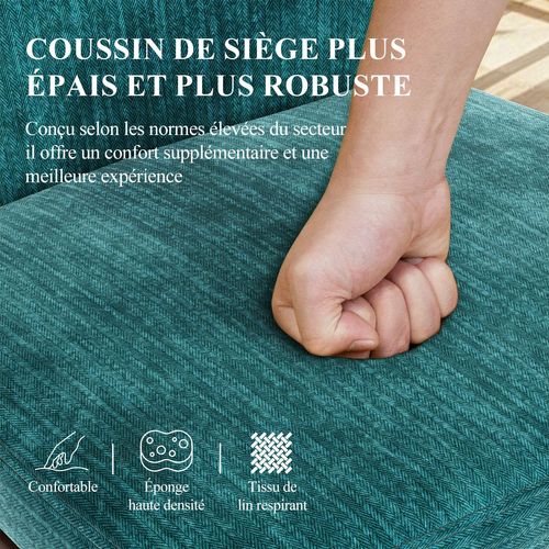 Lot De 2 Chaises De Salle à Manger, Chaises En Tissu Rembourré, Pieds En Bois Massif, Vert