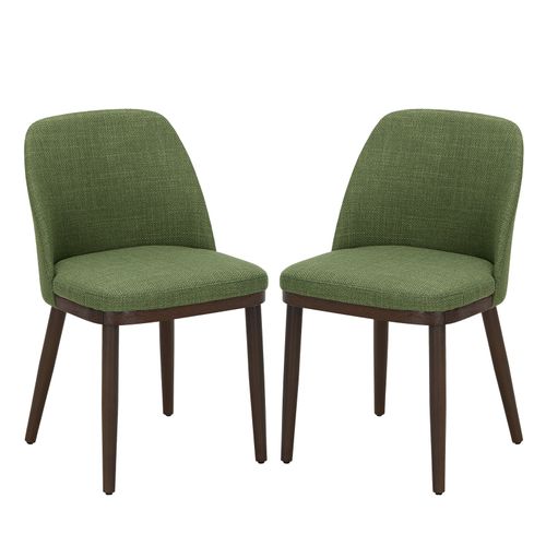 Lot De 2 Chaises De Salle à Manger – Chaises Design En Tissu Avec Pieds En Bois Massif, Vert