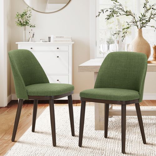 Lot De 2 Chaises De Salle à Manger – Chaises Design En Tissu Avec Pieds En Bois Massif, Vert