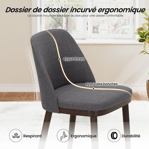 Lot De 2 Chaises De Salle à Manger – Chaises Design En Tissu Avec Pieds En Bois Massif, Gris