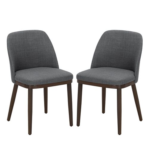 Lot De 2 Chaises De Salle à Manger – Chaises Design En Tissu Avec Pieds En Bois Massif, Gris