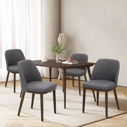 Lot De 2 Chaises De Salle à Manger – Chaises Design En Tissu Avec Pieds En Bois Massif, Gris