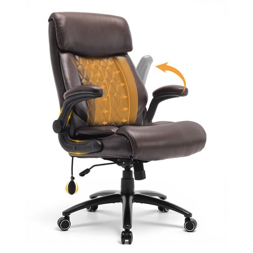 Chaise De Bureau Ergonomique Grande Taille, Accoudoirs Relevables, Soutien Lombaire Réglable, Noir