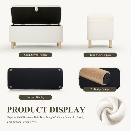 Bout De Lit Avec Couvercle Réversible, Repose-pieds, Beige