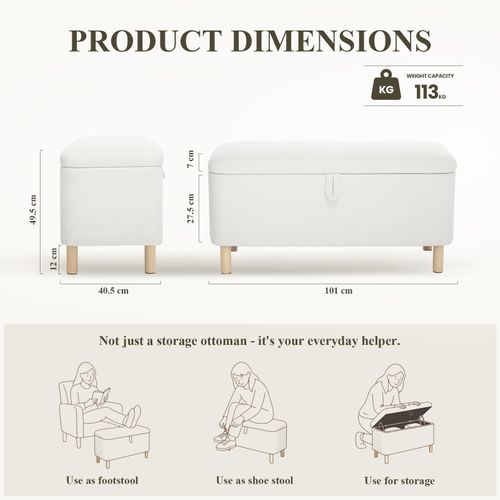 Bout De Lit Avec Couvercle Réversible, Repose-pieds, Beige