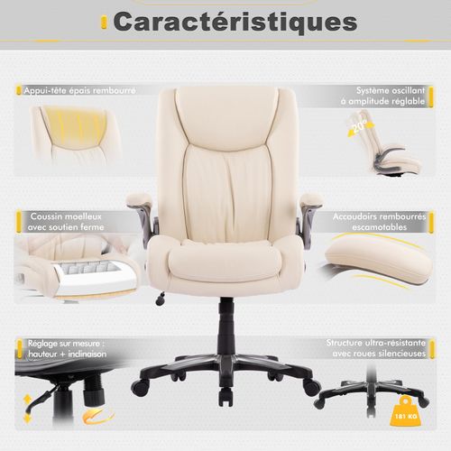 Chaise De Bureau Ergonomique Et Robuste, Charge Maximale 181 Kg, Beige