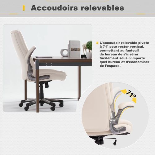 Chaise De Bureau Ergonomique Et Robuste, Charge Maximale 181 Kg, Beige