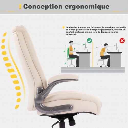 Chaise De Bureau Ergonomique Et Robuste, Charge Maximale 181 Kg, Beige
