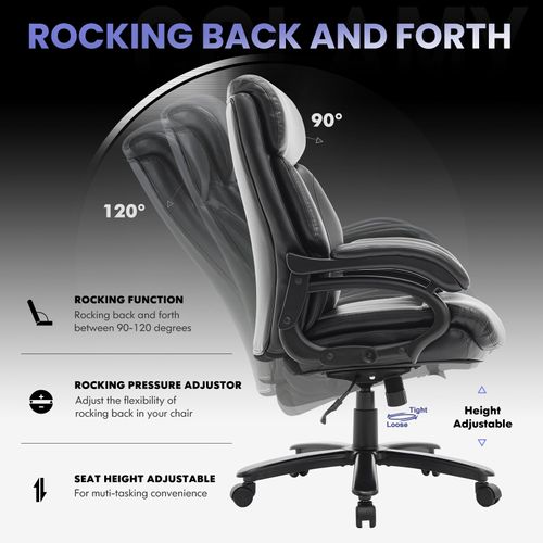 Chaise De Bureau Dossier Structuré Et Assise Extra-large En Simili-cuir, Noir