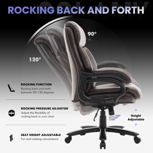 Chaise De Bureau Dossier Structuré Et Assise Extra-large En Simili-cuir, Marron