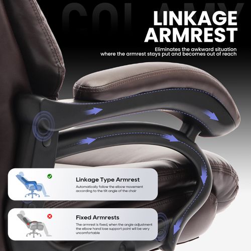 Chaise De Bureau Dossier Structuré Et Assise Extra-large En Simili-cuir, Marron