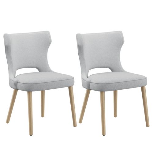 Lot De 2 Chaises Capitonnées Dossier Haut Style Club, Salle à Manger Cuisine Salon, Gris Clair