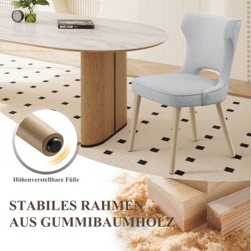 Lot De 2 Chaises Capitonnées Dossier Haut Style Club, Salle à Manger Cuisine Salon, Gris Clair