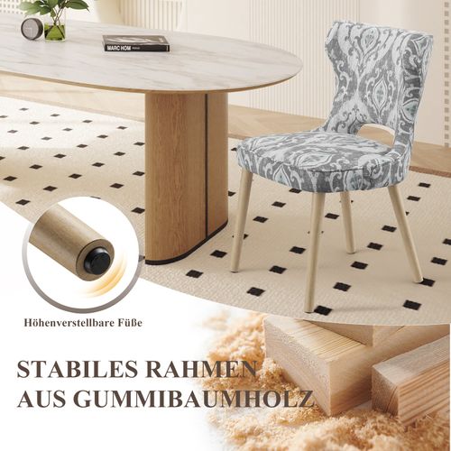 Lot De 2 Chaises Capitonnées Dossier Haut Style Club, Salle à Manger Cuisine Salon, Jacquard