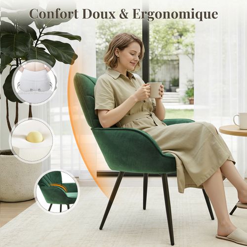Fauteuil Moderne à Motif Feuille, Design Simple Et Naturel, Salon Et Bureau, Vert