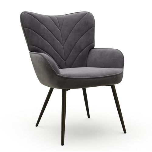 Fauteuil En Tissu Moderne à Motif Feuille, Design Simple Salon Et Bureau, Gris