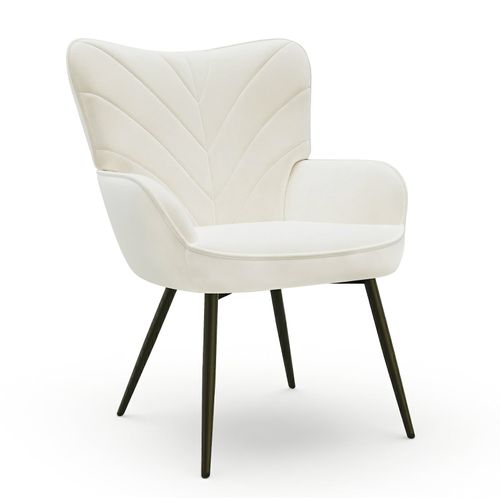 Fauteuil Moderne à Motif Feuille, Design Simple Et Naturel, Salon Et Bureau, Blanc