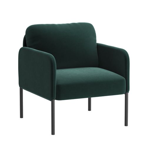 Fauteuil Fixe En Tissu Avec Pieds En Métal Fin, Vert