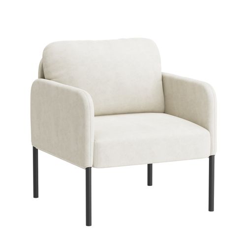 Fauteuil Fixe En Tissu Avec Pieds En Métal Fin, Beige