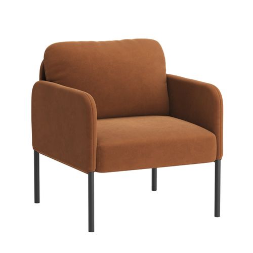 Fauteuil Fixe En Tissu Avec Pieds En Métal Fin, Orange