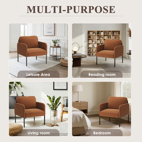 Fauteuil Fixe En Tissu Avec Pieds En Métal Fin, Orange