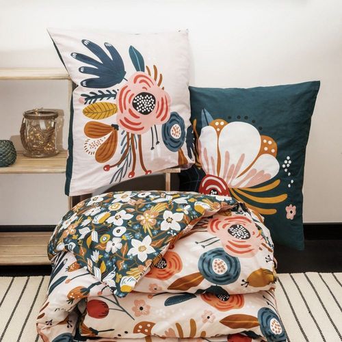 Parure De Lit 100% Coton 57 Fils Champetre Taille 240x260 Cm