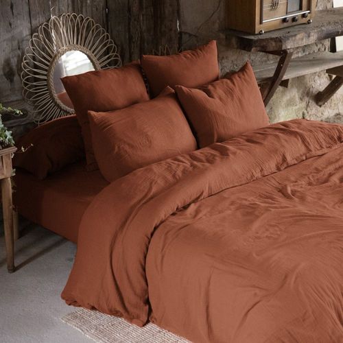 Housse De Couette 220x240 Gaze De Coton Terracotta