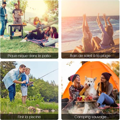 Chaise De Camping Avec Parasol/chaise De Plage Pliante，accoudoirs Portable 120 Kg Bleu