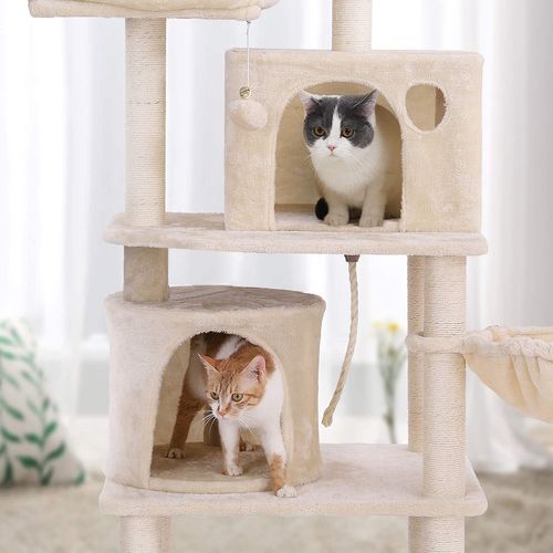 Arbre à Chat, Tour De Jeux, 2 Niches, Beige